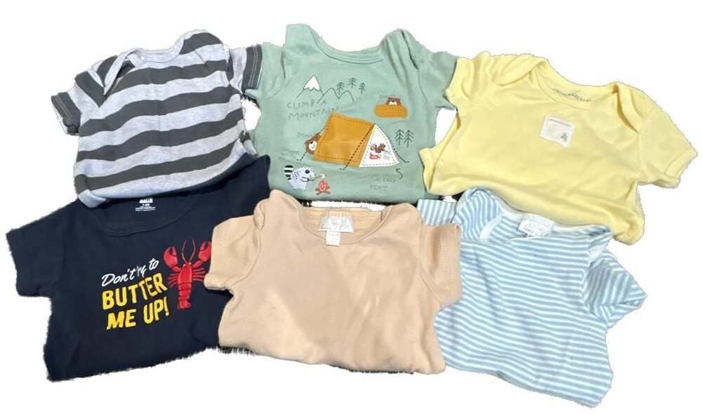 Lot of 6 Baby Bodysuits, Assorted Brands, Size 3-6M